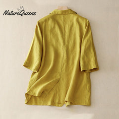 All-match casual button-down cotton linen jacket