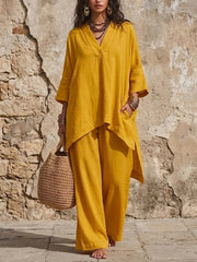 Women's Bohemian Style Loose And Comfortable Cotton-linen Set