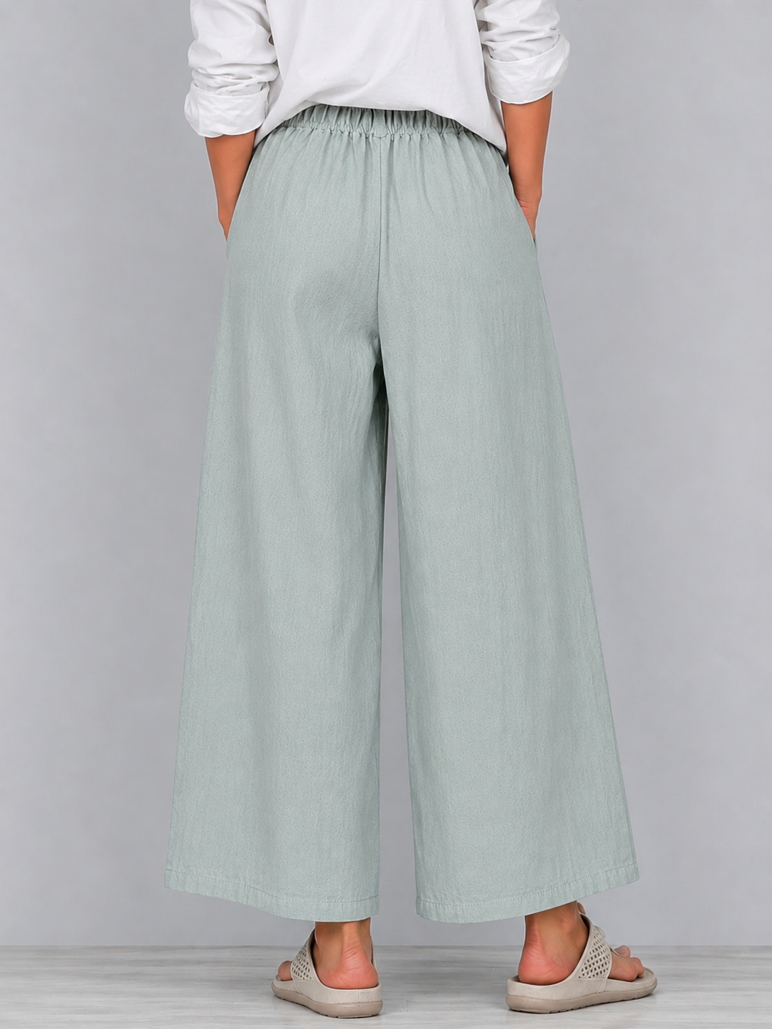 Women's Cotton-linen Casual Trousers — Lightweight Spring/summer Retro-style Wide-leg Pants With Ethnic Embroidery