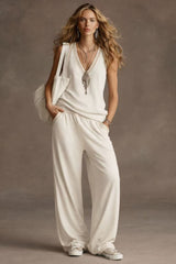 Casual & Cozy Sleeveless Knit Top and Pants Two-Piece Set