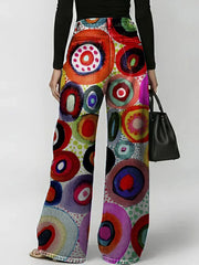 Women's Retro Geometric Art Print Casual Stylish Hollow Denim Pants