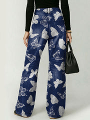 Elegant And Dreamy Butterfly Decorative Pattern Women's Cotton Denim Pants