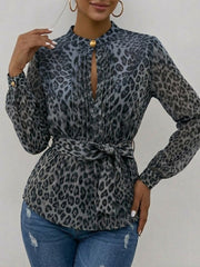 Stylish Leopard Print Chiffon Shirt