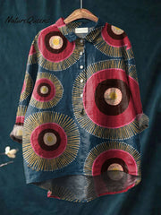 Women'sBOHO Art Print Casual Cotton And Linen Shirt