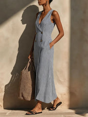 Women's Striped Sleeveless Business Suit Dress