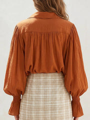 Women's Ruffled Art Casual Stylish Cotton Linen Long Sleeve Shirt