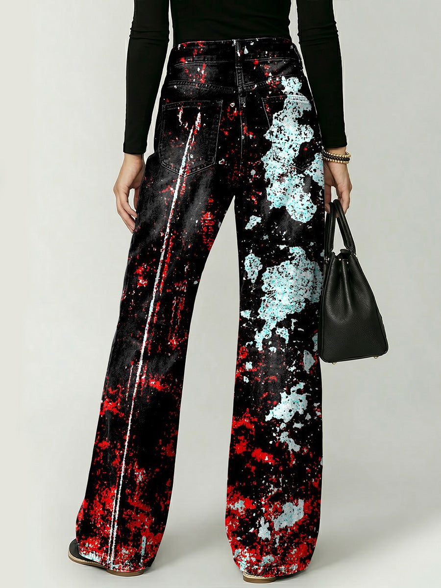 Colorful Graffiti Decorative Patterns Women's Casual Denim Pants