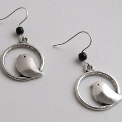 Boho Style vintage Gem Bird Pendant earrings