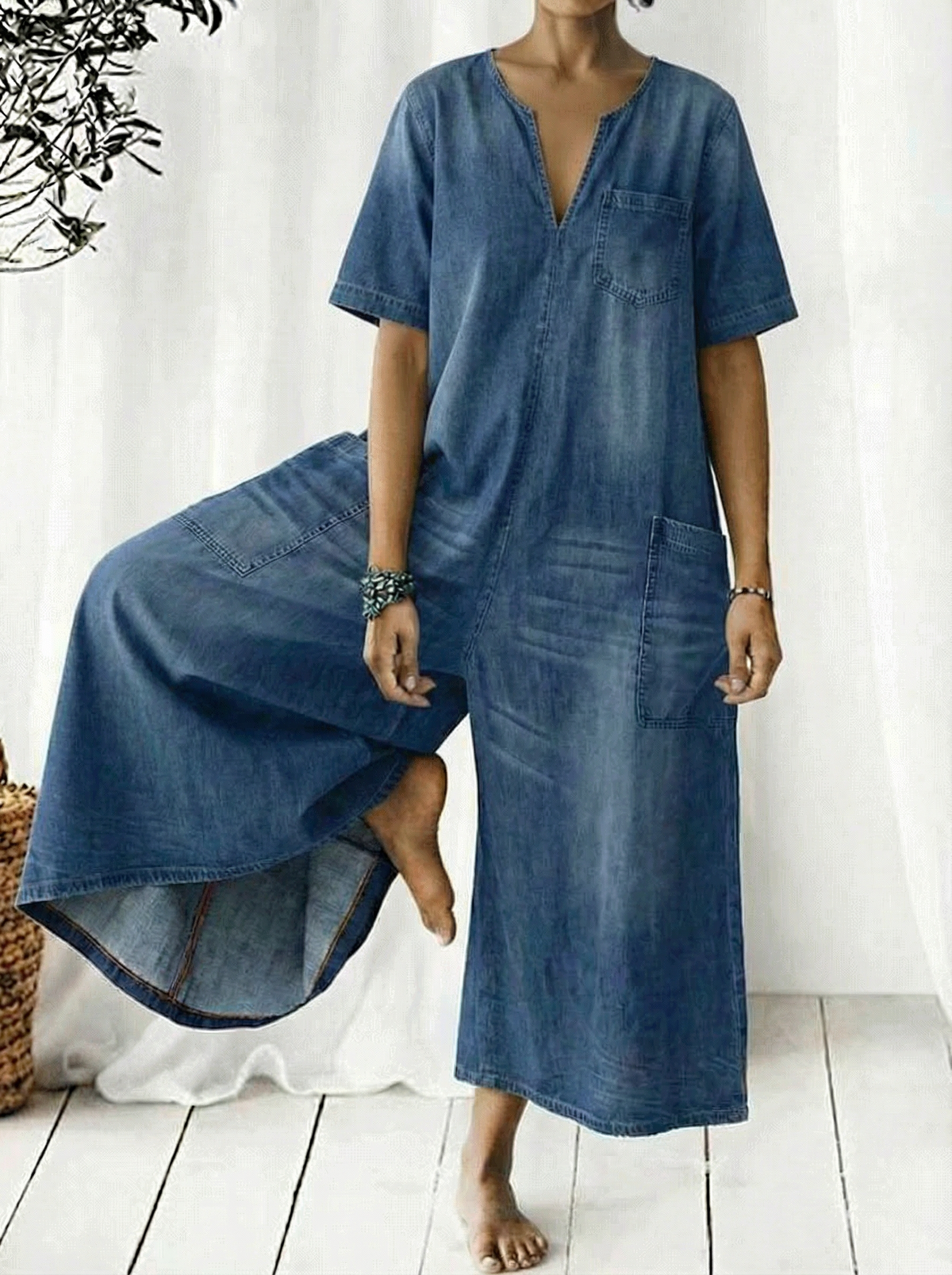 Women's Cozy And Casual Cotton Jumpsuit